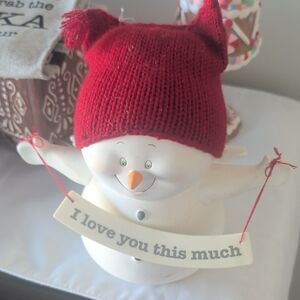 Department 56 Snowman with Red Hat and Sign